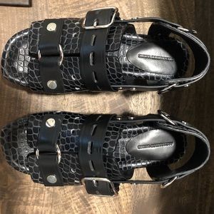 Alexander Wang black leather Flatform